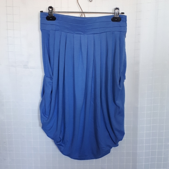Industry Blue Pleated Short Bubble Hem Skirt - Picture 1 of 7